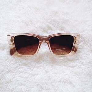 Lily Clear Mauve Rectangular Sunglasses